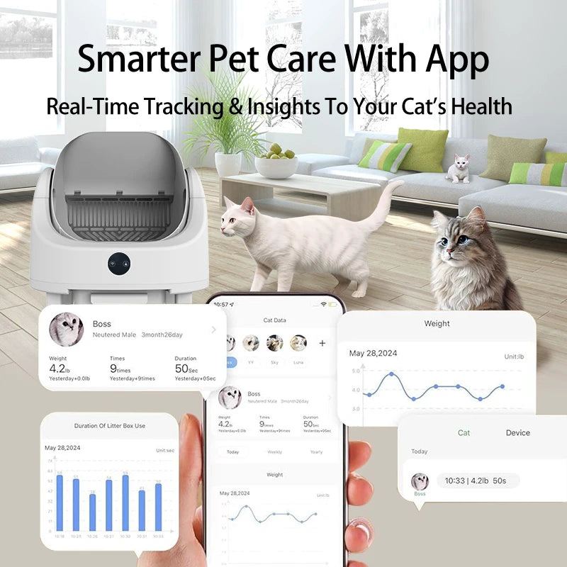 HEYBO PET Large Capacity Self Cleaning Safety App Control Auto Smart Open Cat Litter Box