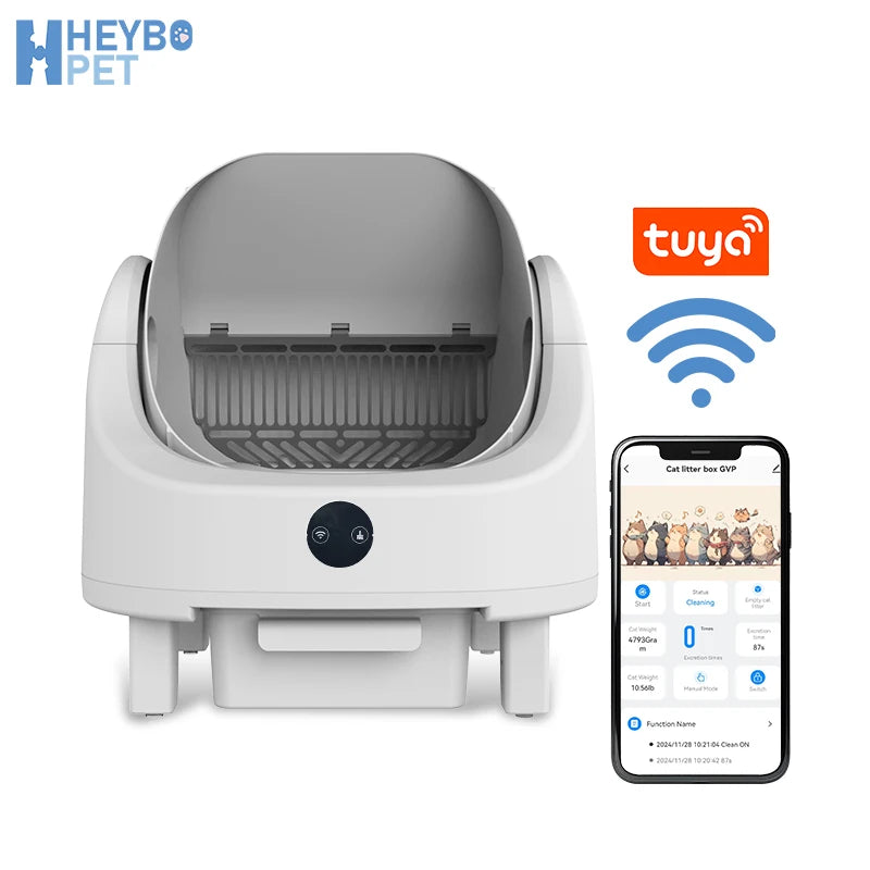 HEYBO PET Large Capacity Self Cleaning Safety App Control Auto Smart Open Cat Litter Box