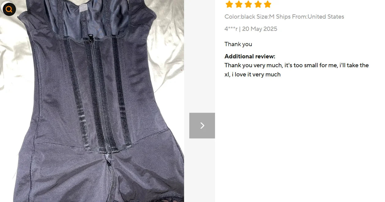 Furniche GraceForm – Black Lace Shapewear Bodysuit with Zipper Compression Fit