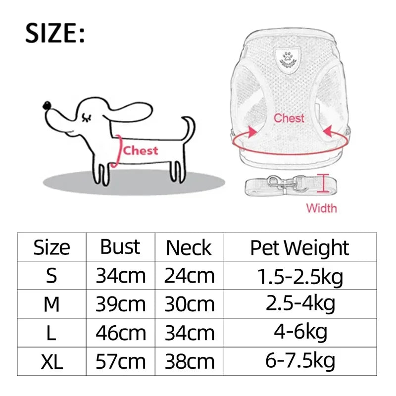 FurNiche™ Adjustable Mesh Pet Harness & Leash Set