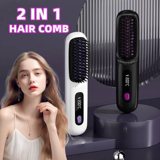 LUXSTRA™ 2-in-1 Wireless Hair Straightener Brush